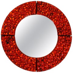Midcentury Wall Mirror with Heavy Ceramic Frame by Hans Welling for Ceramano