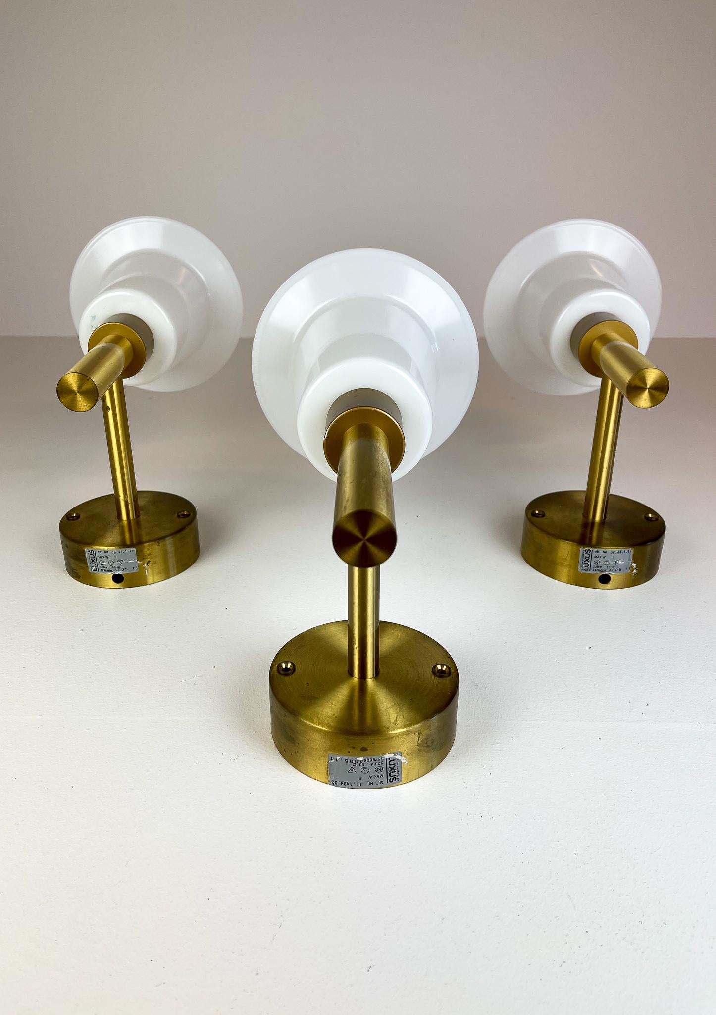 Midcentury Wall-Mounted Brass and Acrylic Lamps Luxus, Sweden, 1960s In Good Condition For Sale In Hillringsberg, SE