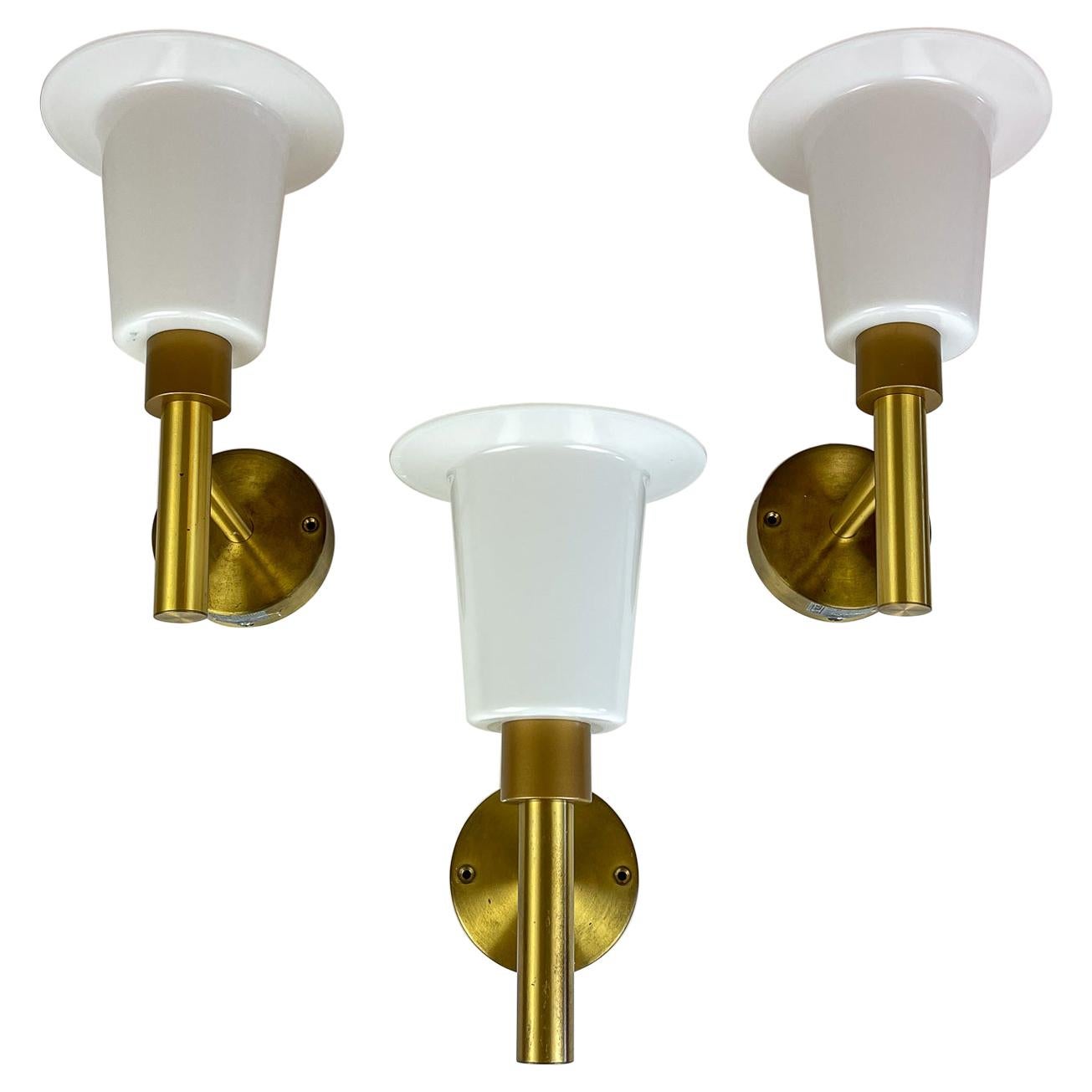 Midcentury Wall-Mounted Brass and Acrylic Lamps Luxus, Sweden, 1960s For Sale