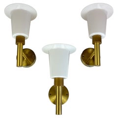 Midcentury Wall-Mounted Brass and Acrylic Lamps Luxus, Sweden, 1960s