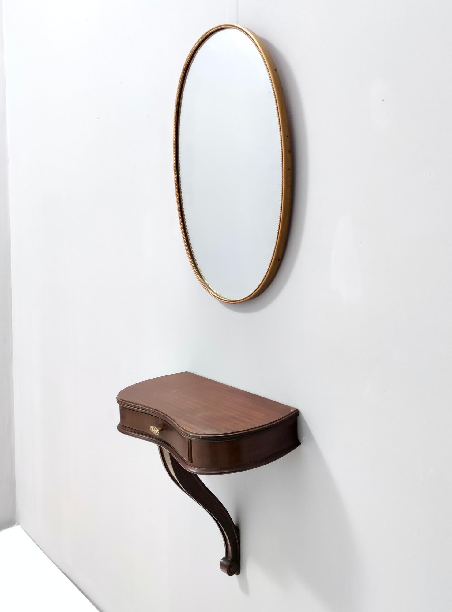 Beech Midcentury Wall-Mounted Console Table in the Style of Guglielmo Ulrich, Italy
