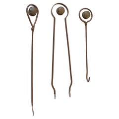Outils de cheminée murales du milieu du siècle dernier en cuivre, années 1960