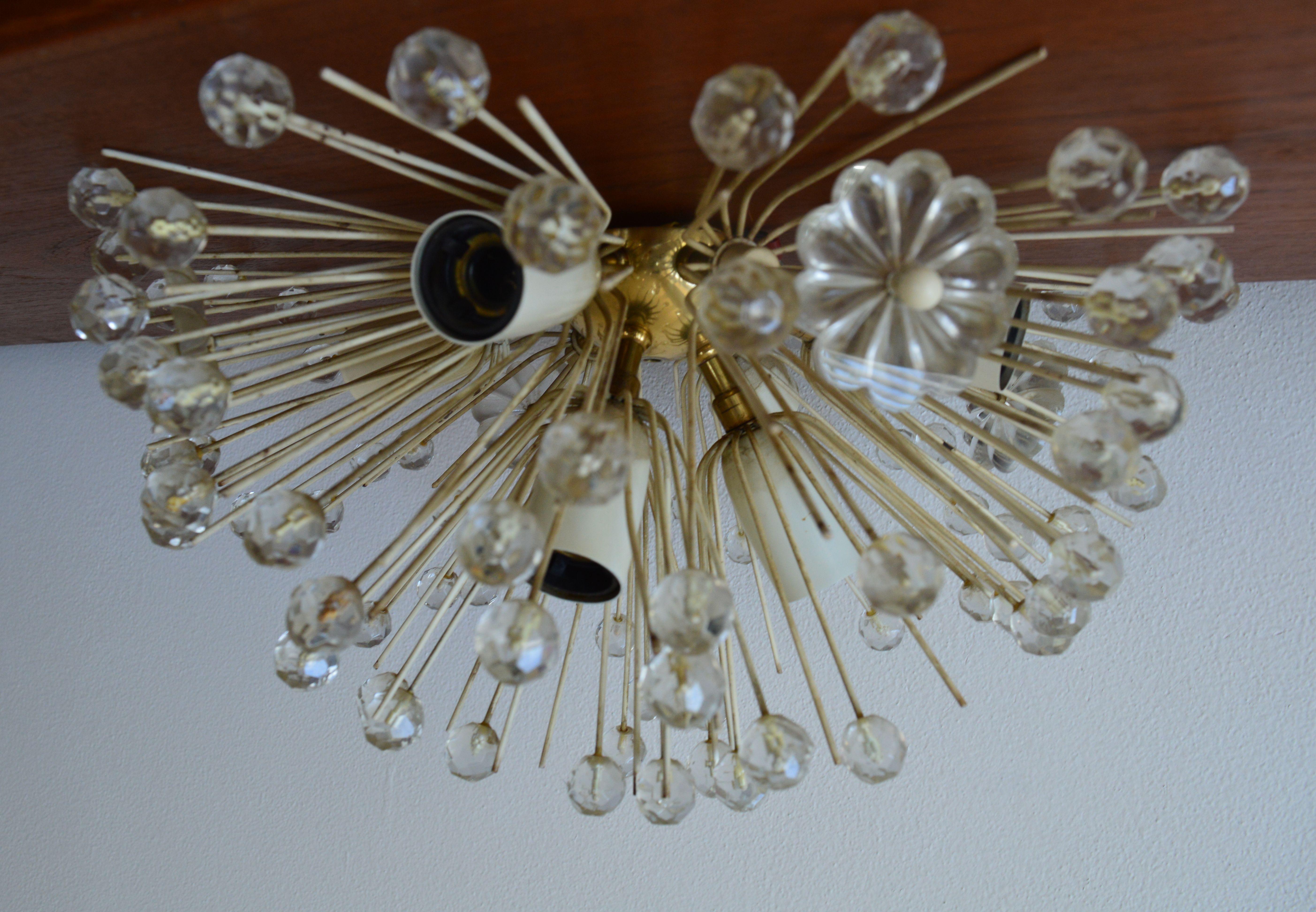 Midcentury Wall or Ceiling Lamp Emil Stejnar for Rupert Nikoll, Dandelion, 1955 1