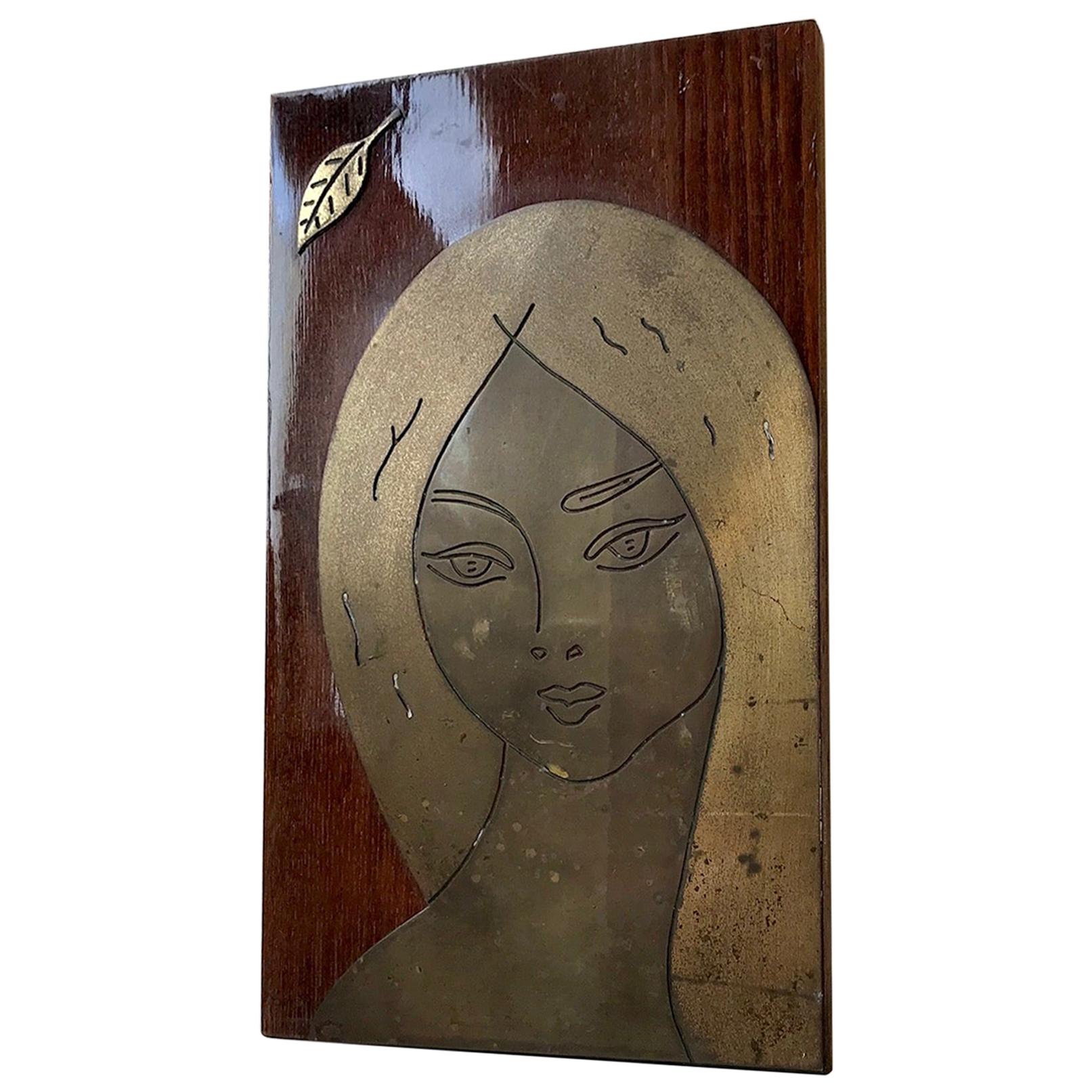 Midcentury Wall Plaque with Blonde Female, 1960s