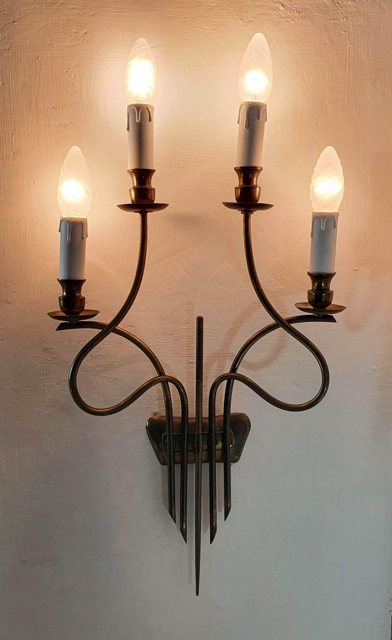 Italian Midcentury Wall Sconces by Guglielmo Ulrich For Sale