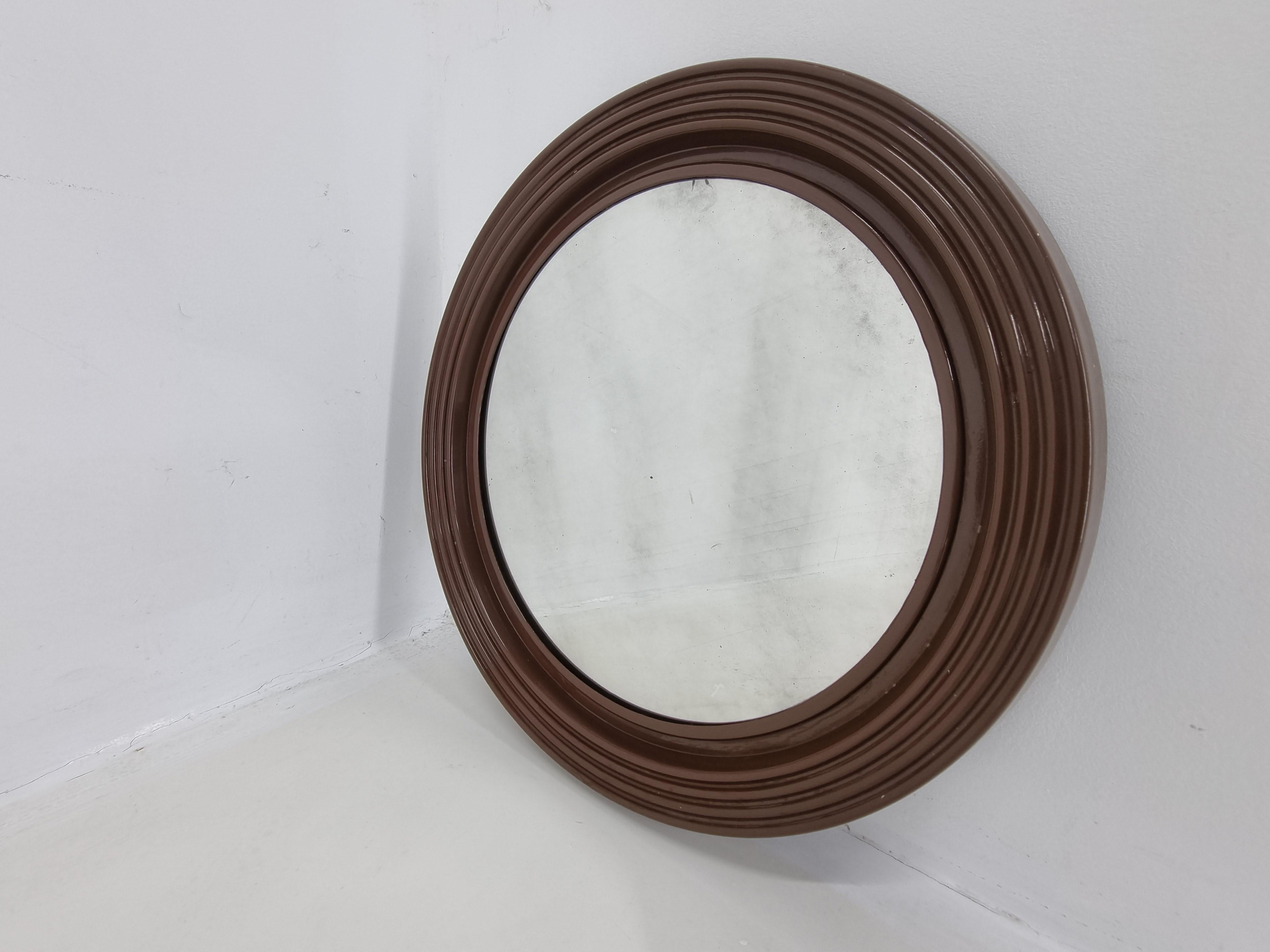 Italian Midcentury Wall Space Age Mirror, Italy, 1970s For Sale
