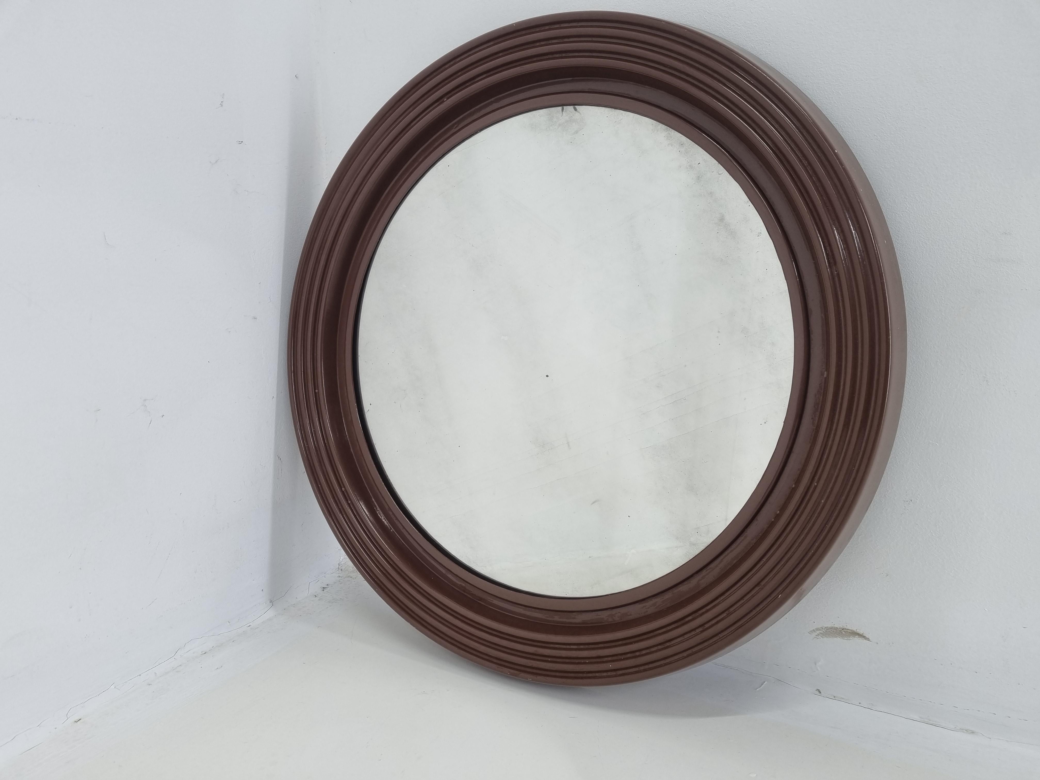 Midcentury Wall Space Age Mirror, Italy, 1970s For Sale 1