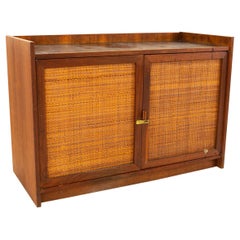 Midcentury Walnut 2 Door Cane Front Cabinet