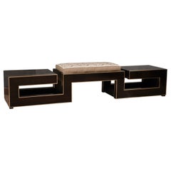 Midcentury Walnut and Brass Italian Benche, 1960