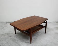 Midcentury Walnut and Cane Coffee Table by Jens Risom