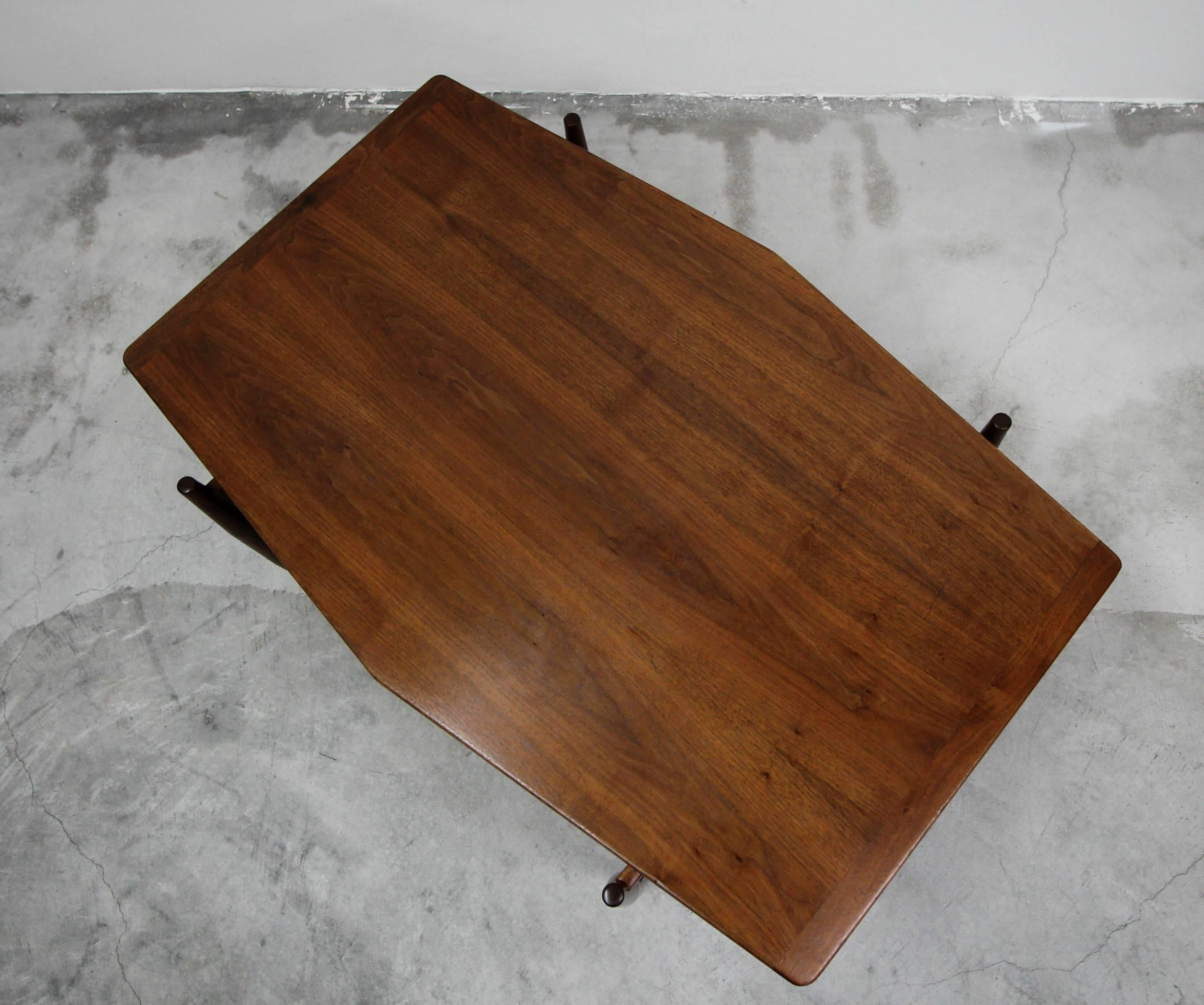 Midcentury Walnut and Cane Coffee Table by Jens Risom In Excellent Condition In Las Vegas, NV
