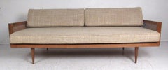 Midcentury Walnut and Cane Sofa or Daybed