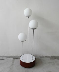 Midcentury Walnut and Chrome Drum Table Floor Lamp