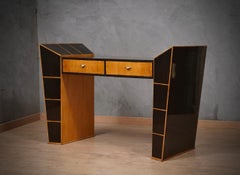 Midcentury Walnut and Maple Italian Desks Writing Table, 1950