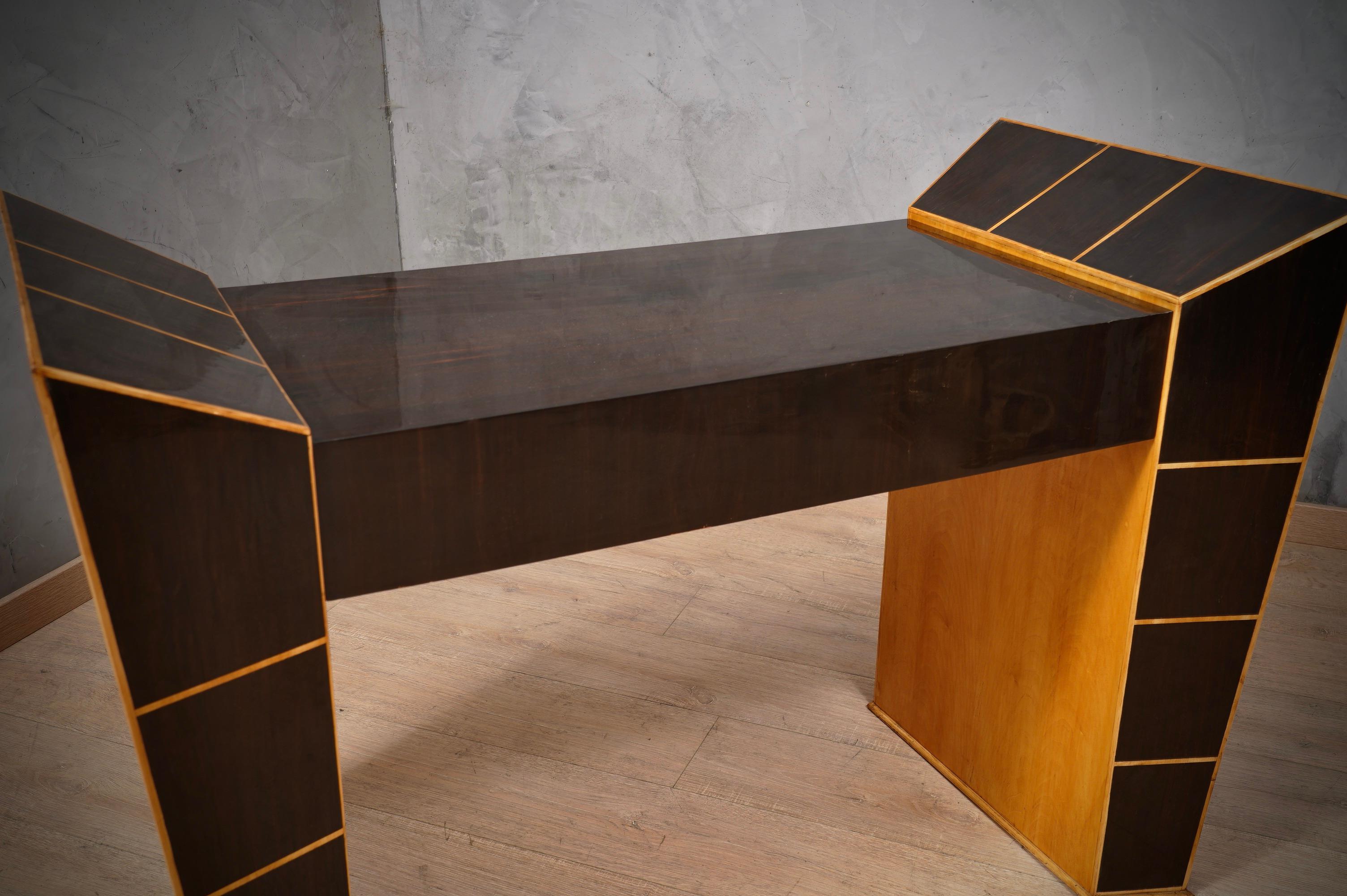 Midcentury Walnut and Maple Italian Desks Writing Table, 1950 en vente 2