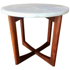 Vintage Midcentury Walnut and Onyx Side Table