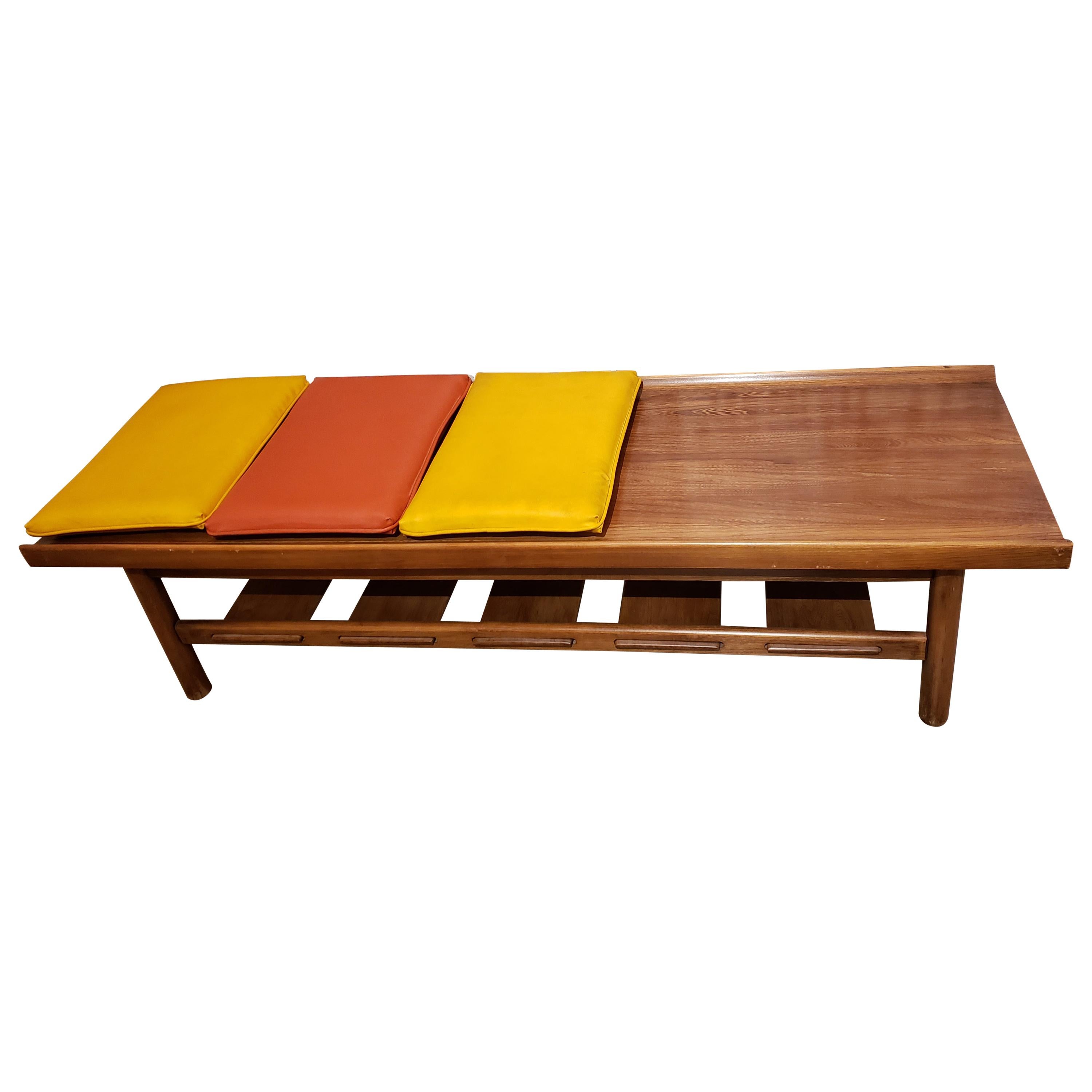 Midcentury Walnut Channel Bench For Sale