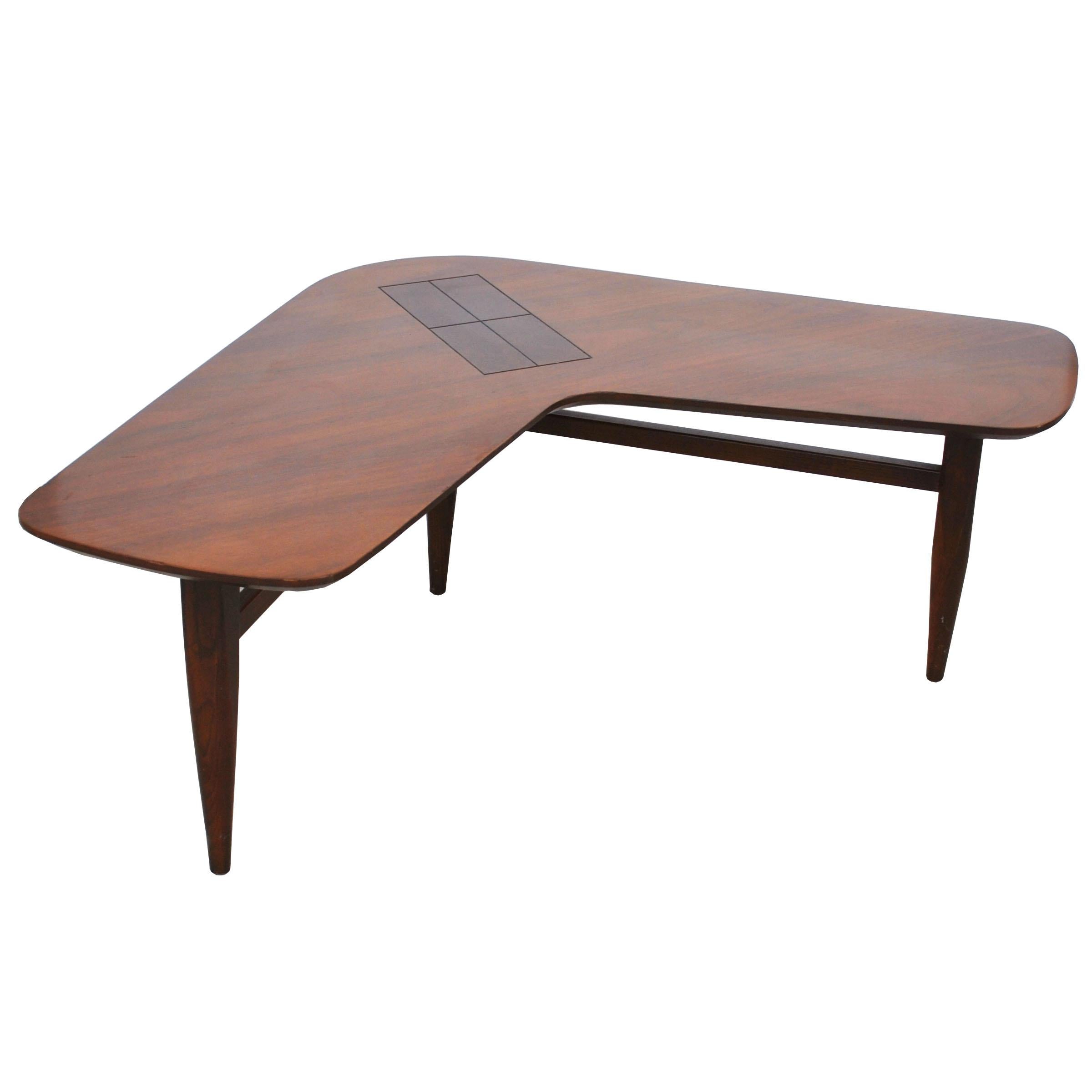 Midcentury Walnut Boomerang Coffee Table