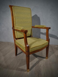 MidCentury Walnut Brass and Velvet ArmChairs, 1950