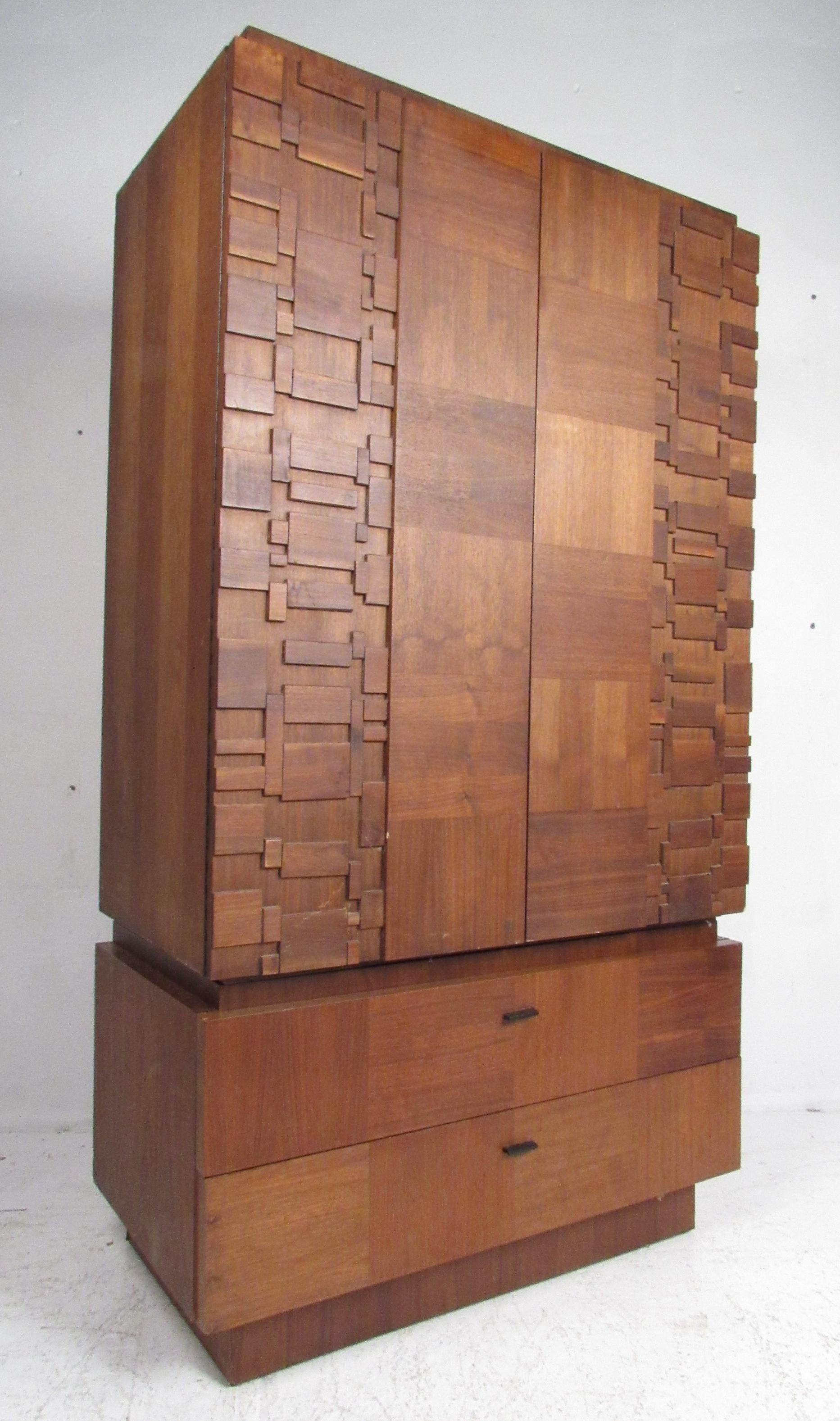 Late 20th Century Midcentury Walnut Brutalist Bedroom Suite