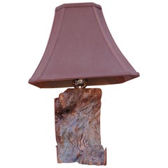 Retro Midcentury Walnut Burl Table Lamp