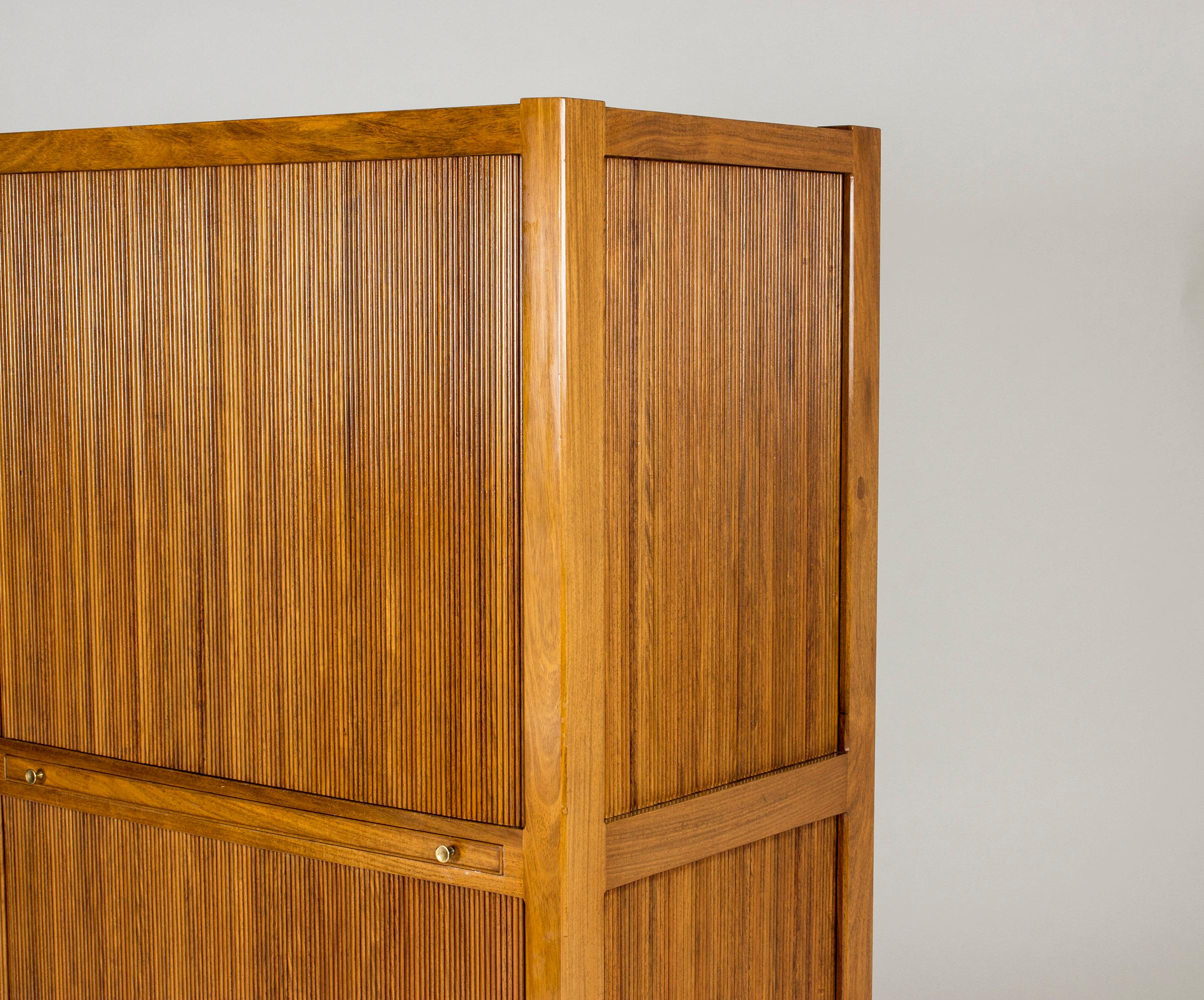 Brass Midcentury Walnut Cabinet by Carl-Axel Acking