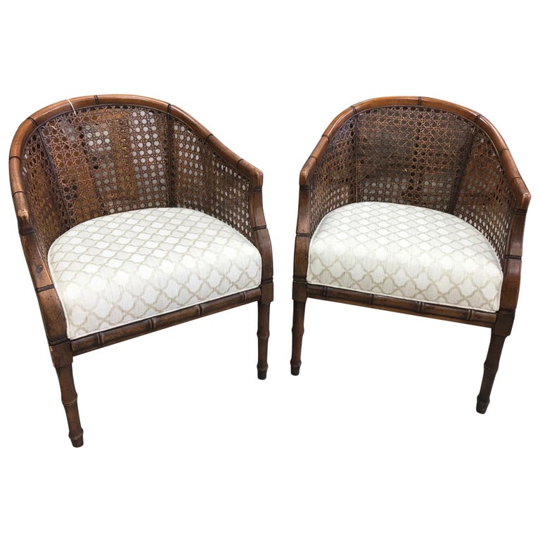 Midcentury Walnut Cane Chairs at 1stDibs