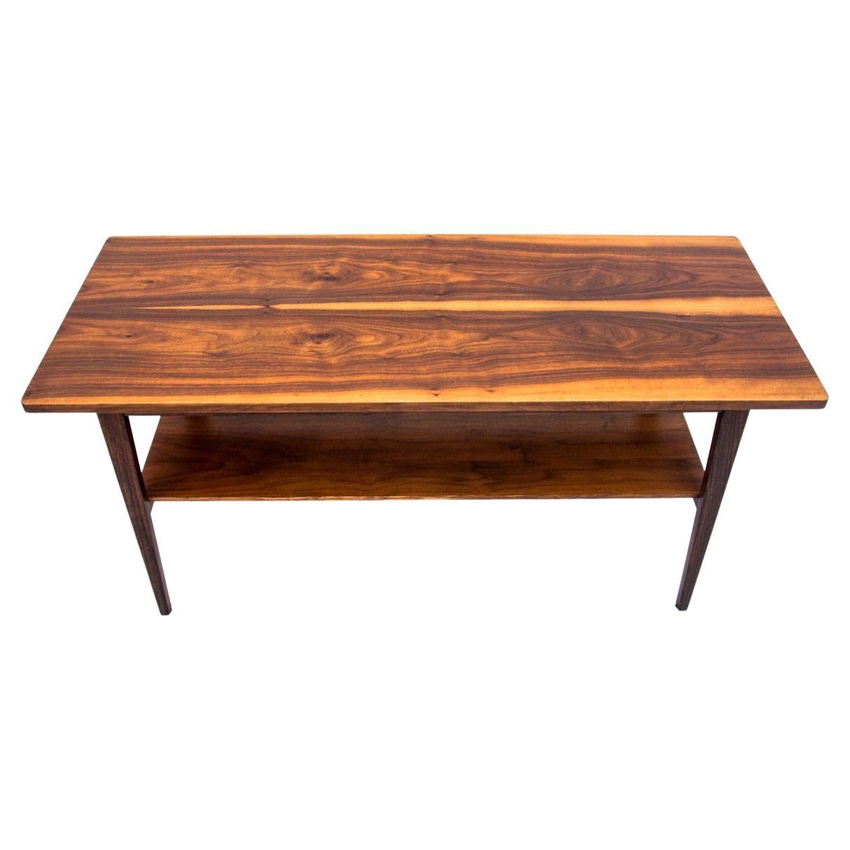 Midcentury Walnut Coffee Table, Poland, 1950s, Restored For Sale