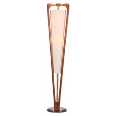 Midcentury Walnut "Cone" Style Floor Lamp