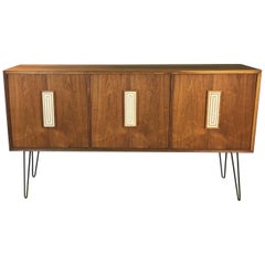 Midcentury Walnut Credenza on Iron Hairpin Legs