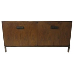 Midcentury Walnut Credenza / Sideboard with Bronze Pulls