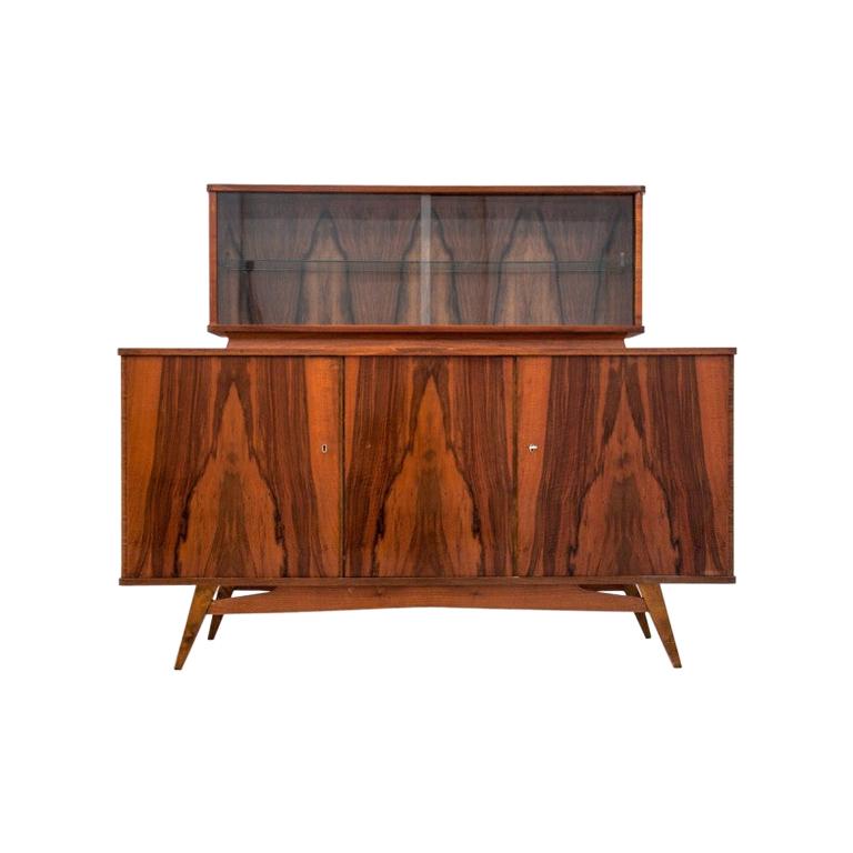 Midcentury Walnut Cupboard Buffet, Credenza Retro, 1970s