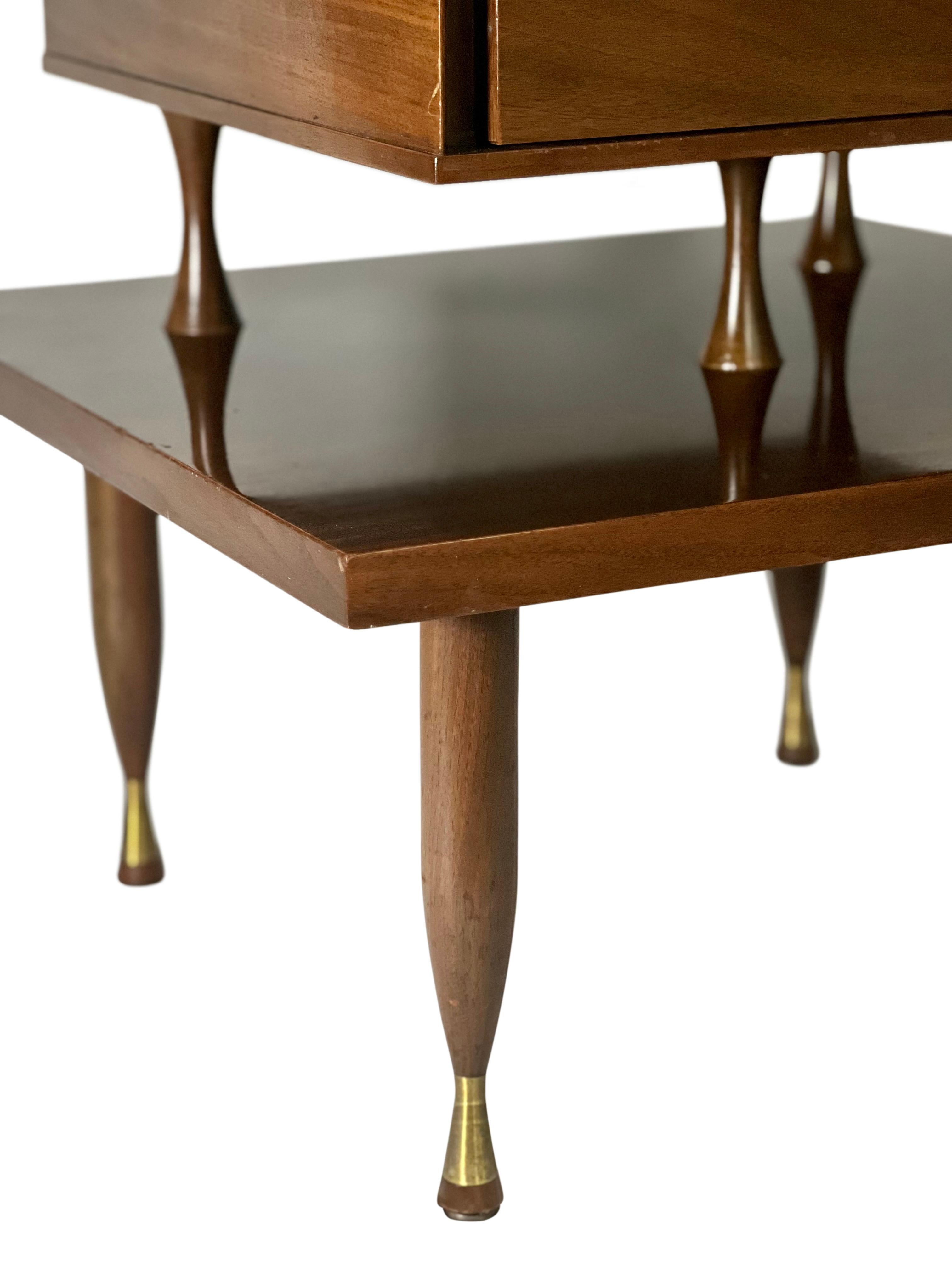 Vintage Widdicomb Style Walnut Floating Two Tier Side Table  For Sale 6