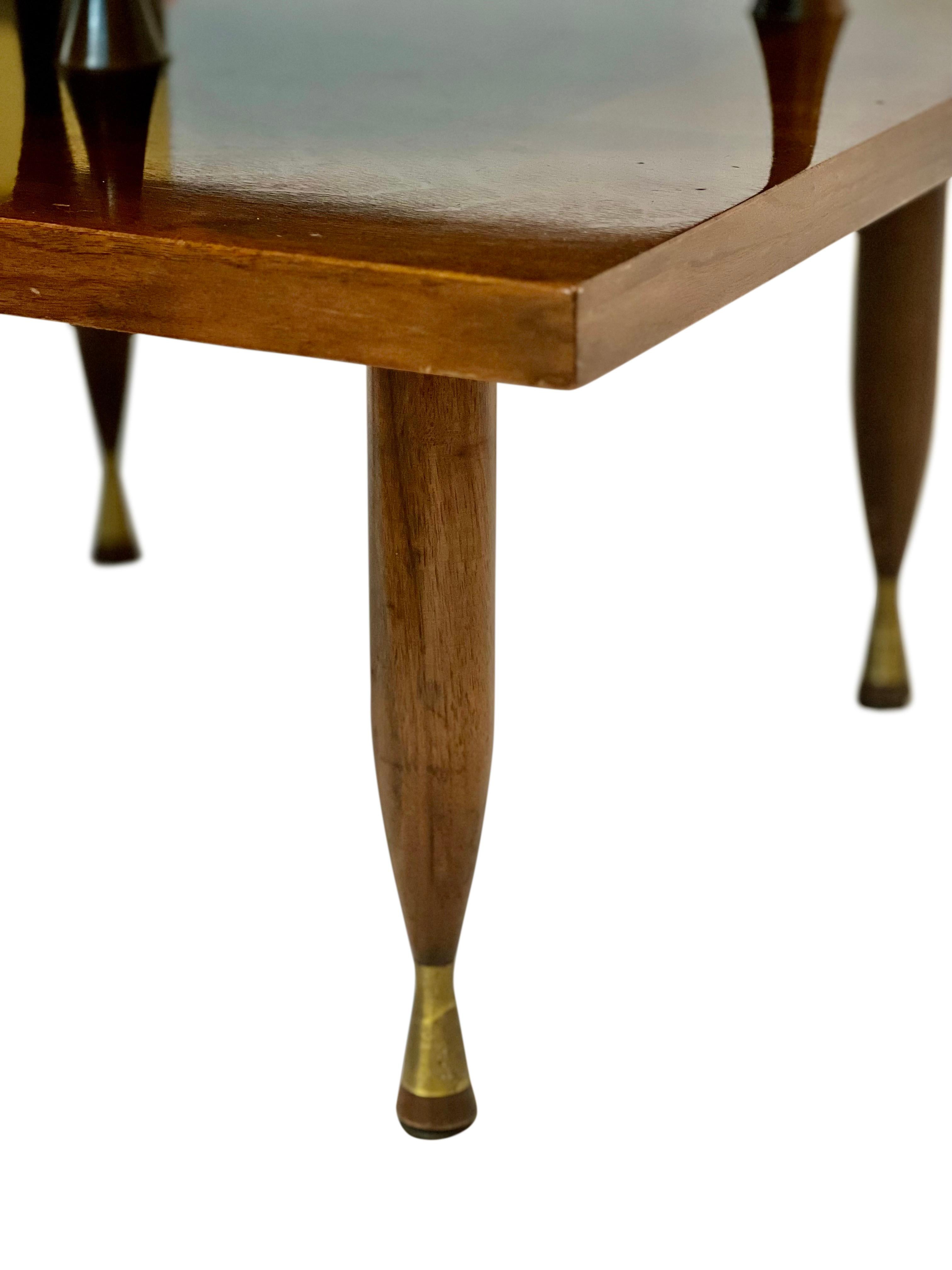 Vintage Widdicomb Style Walnut Floating Two Tier Side Table  For Sale 7