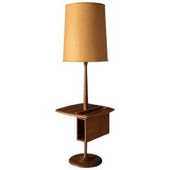 Mid Century Walnut Laurel Floor Lamp with Magazine Rack