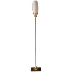 Mid Century Walnut Laurel Floor Lamp with Tulip Shade