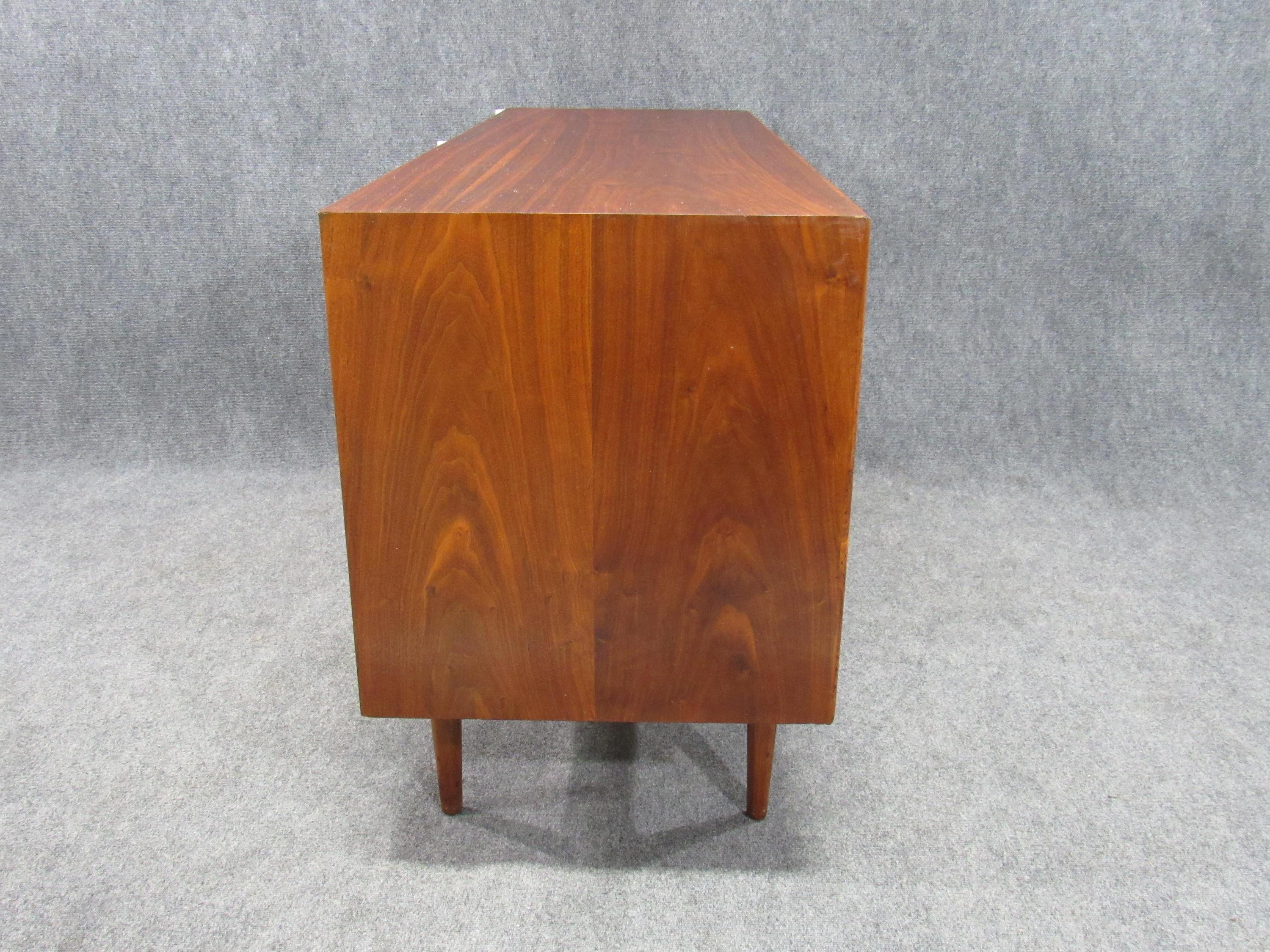 American Midcentury Walnut Low and Long Chest of Drawers by Kipp Stewart for Drexel For Sale