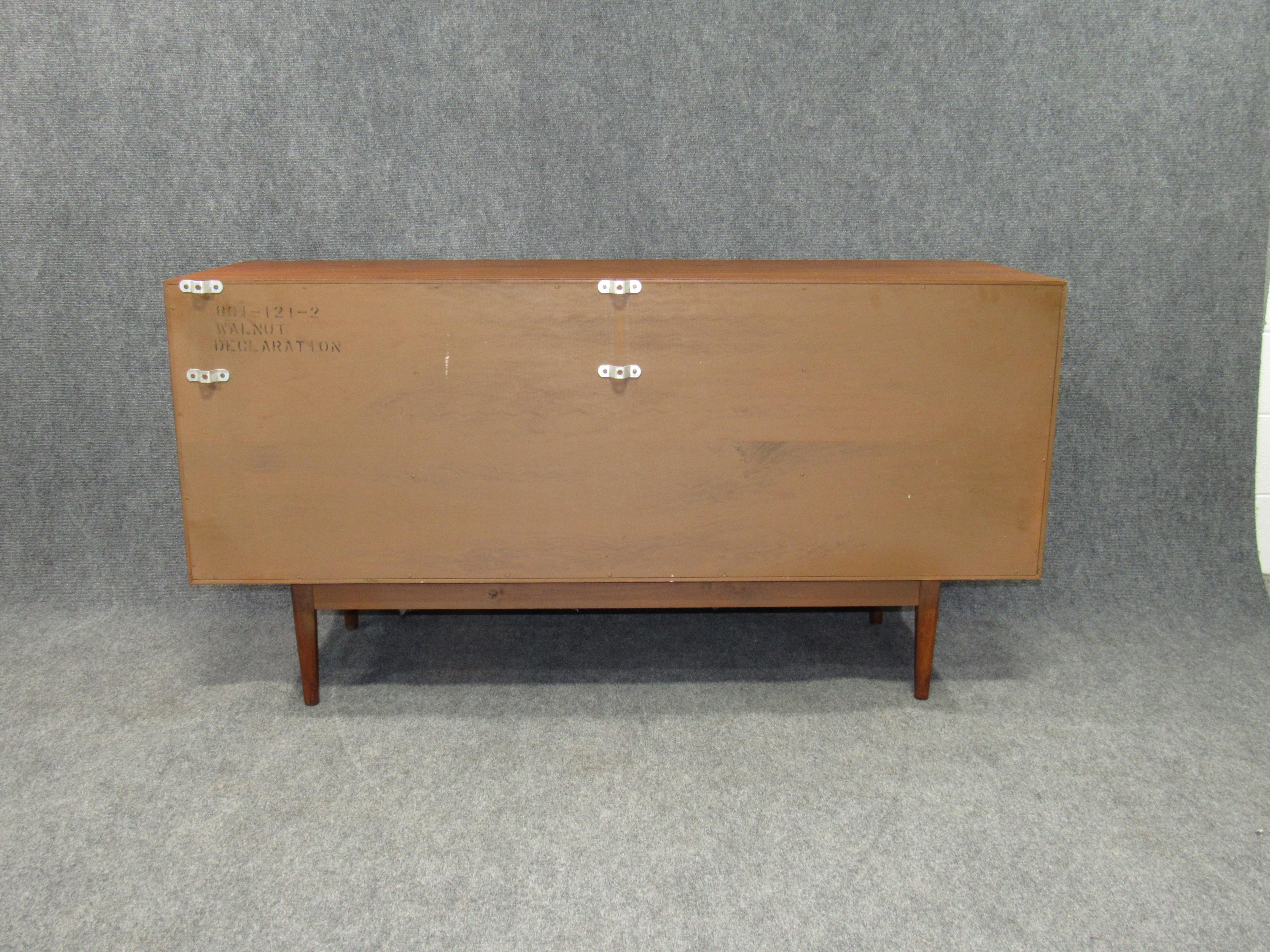 Midcentury Walnut Low and Long Chest of Drawers by Kipp Stewart for Drexel In Good Condition For Sale In Belmont, MA
