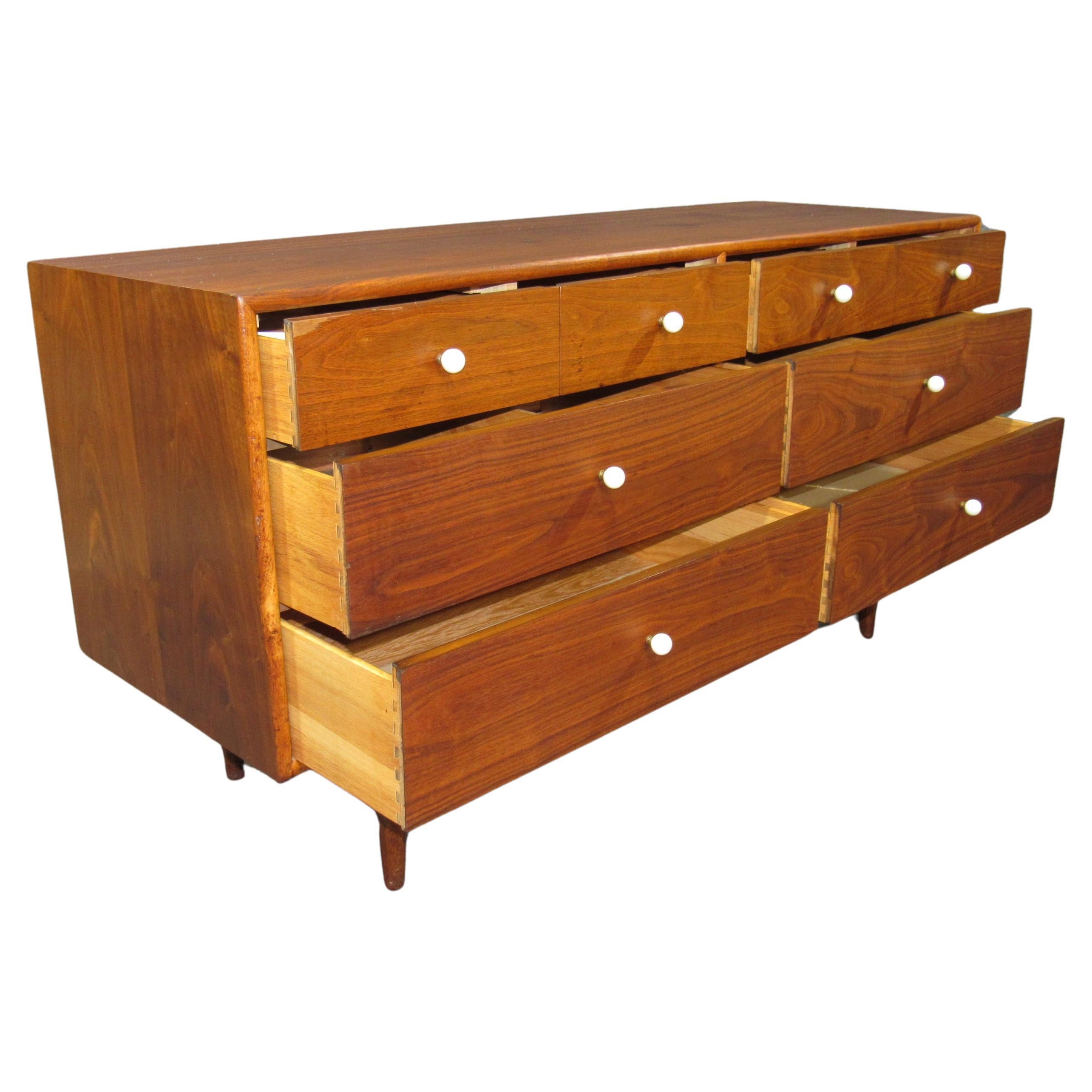 Midcentury Walnut Low and Long Chest of Drawers by Kipp Stewart for Drexel