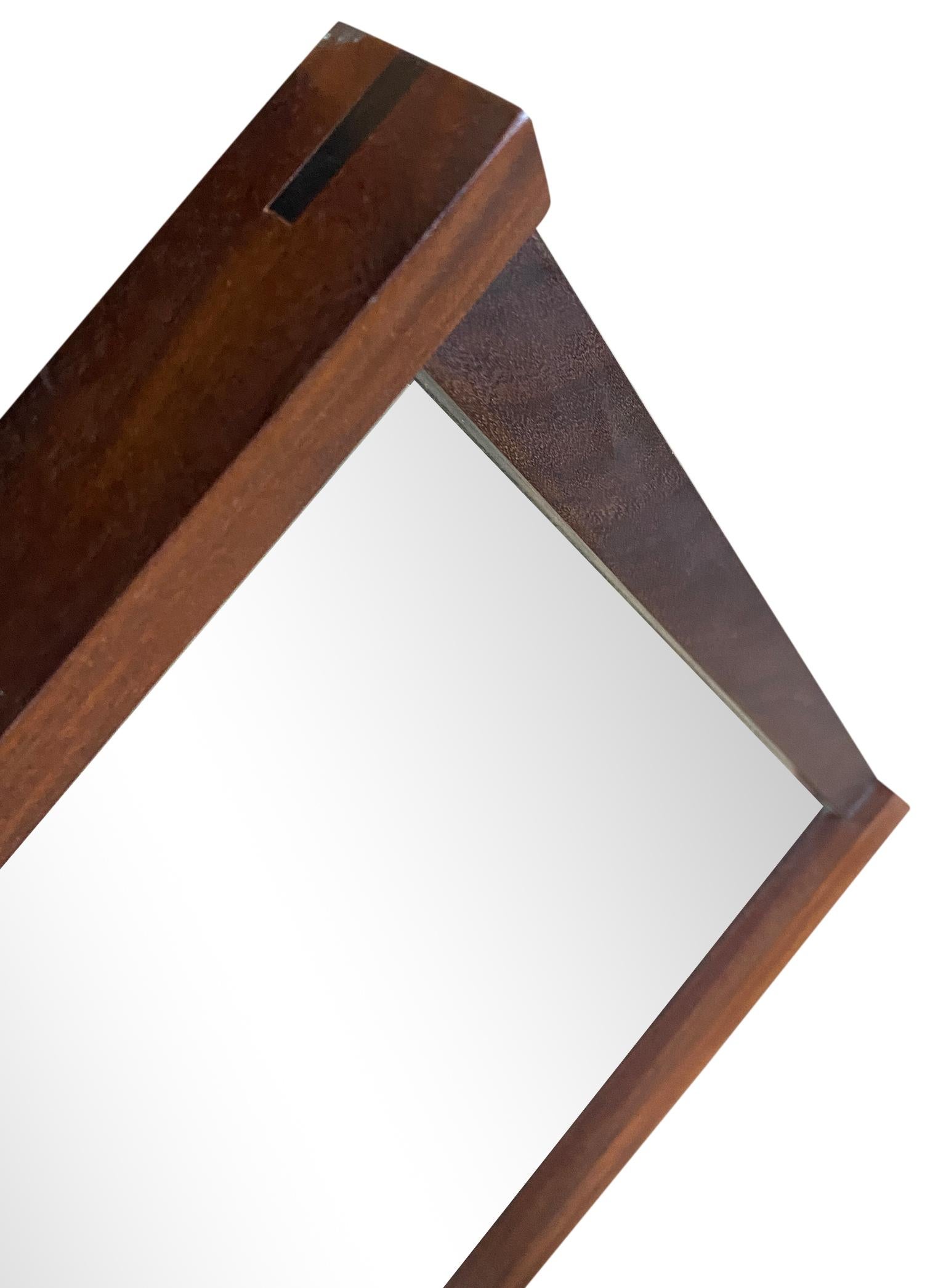 Midcentury Walnut Mirror with Tsugite Joint Very Beautiful Style of Nakashima In Good Condition In BROOKLYN, NY