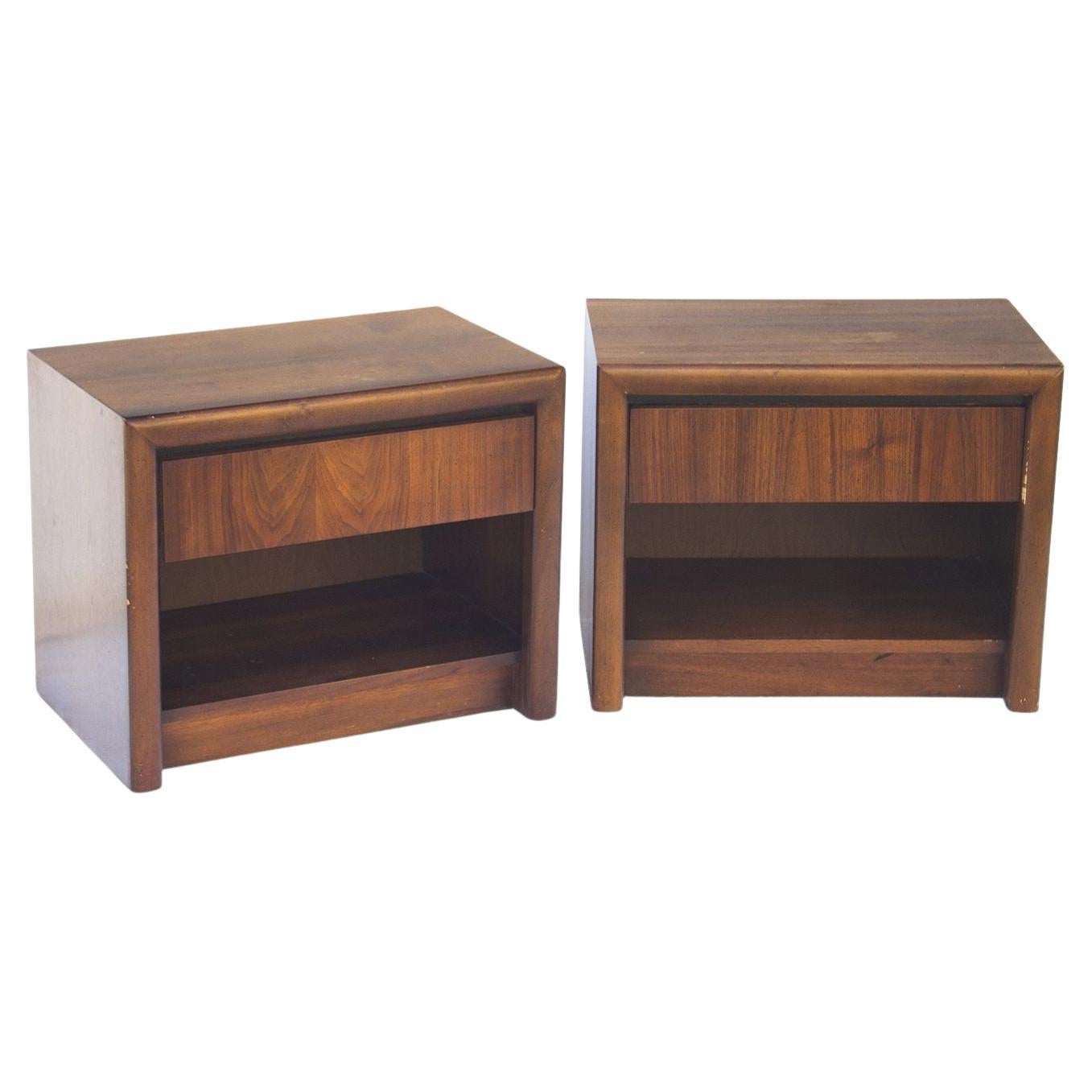 Mid-Century Walnut Nightstands by Lane, Pair