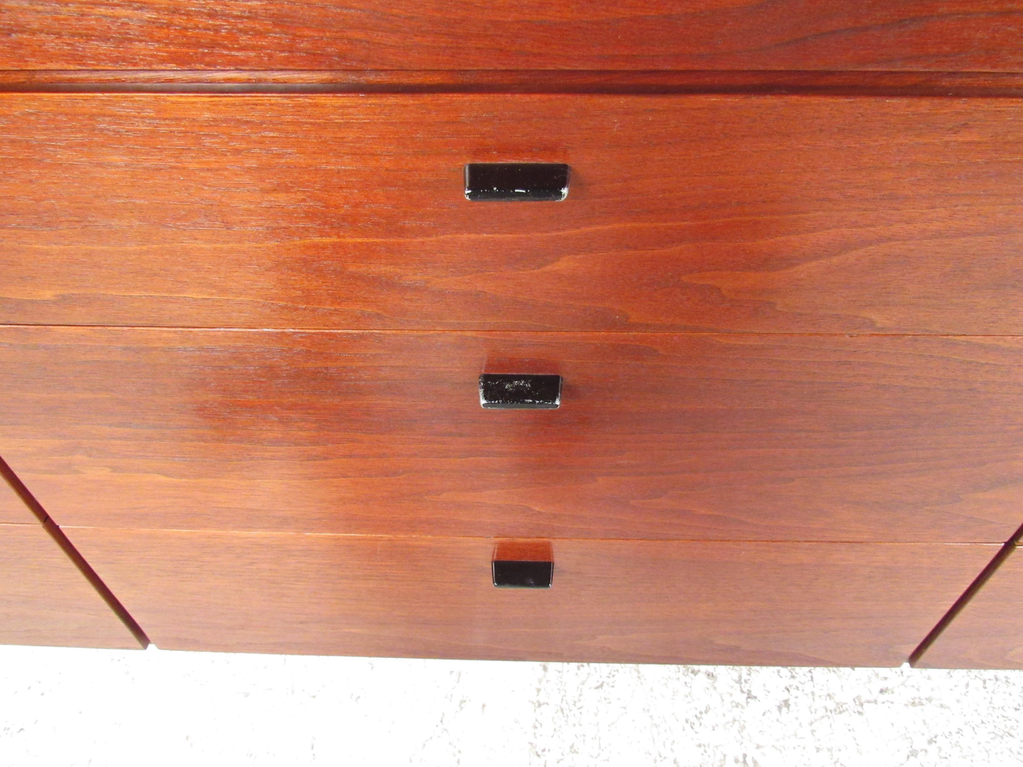 Mid-20th Century Midcentury Walnut Nine-Drawer Dresser