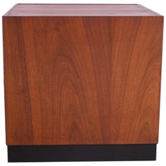 Midcentury Walnut Plinth Based Side Table Attributed to Milo Baughman