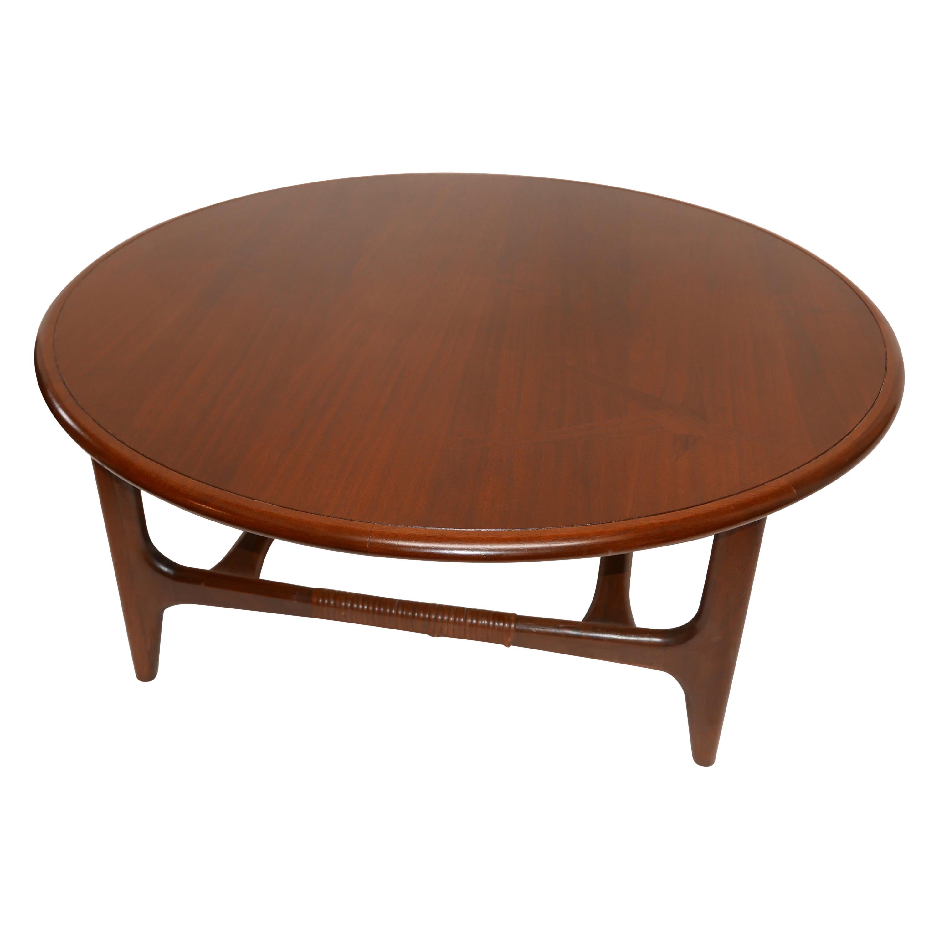 Midcentury Walnut Round Coffee or Cocktail Table by Lane, Altavista