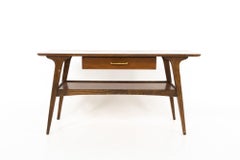 Midcentury Walnut Single Drawer Foyer Entry Console Table