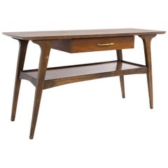 Midcentury Walnut Single Drawer Foyer Entry Console Table