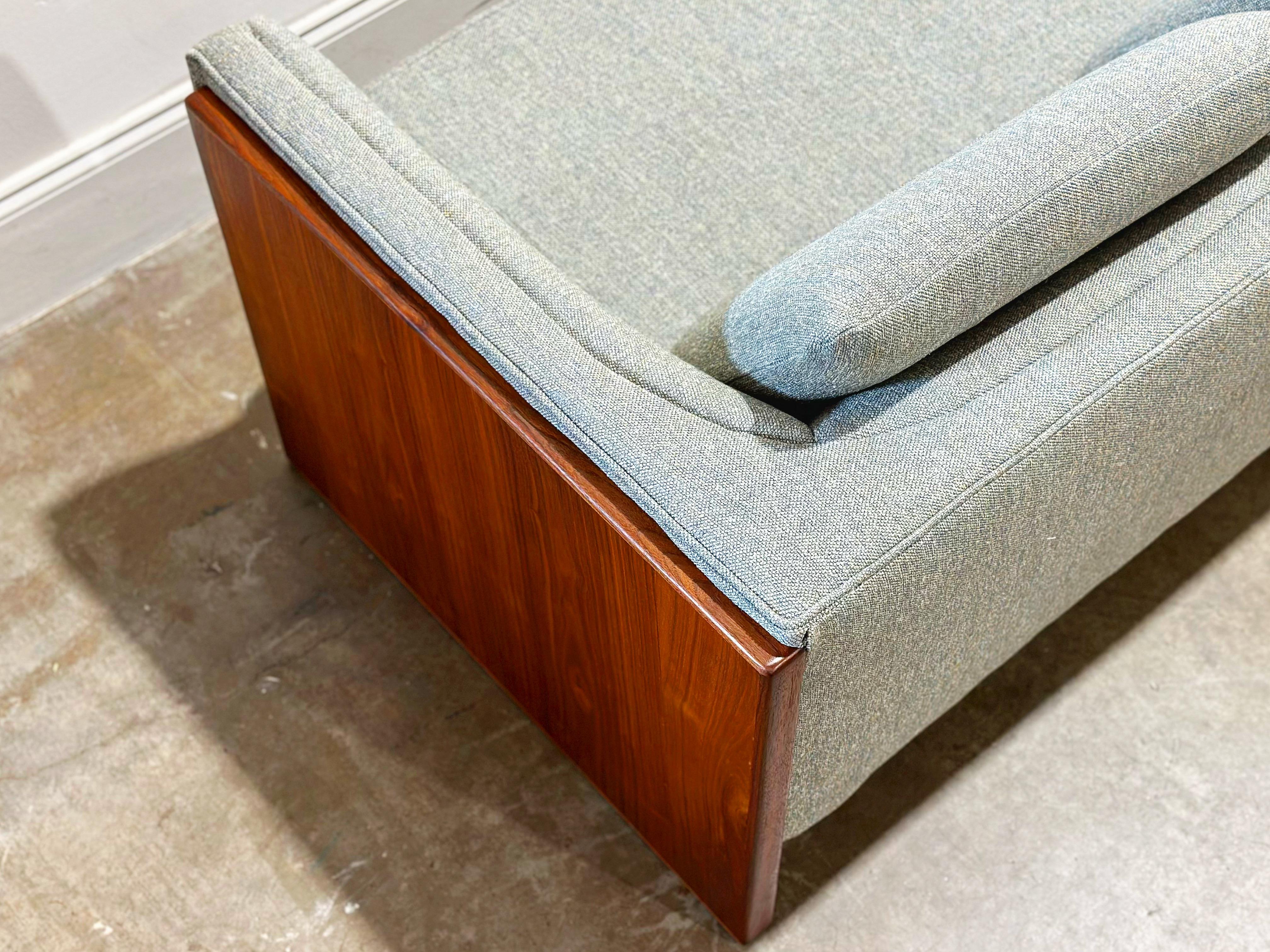 Midcentury Walnut Slab Modernist Case Sofa by Otmar - After Milo Baughman 3