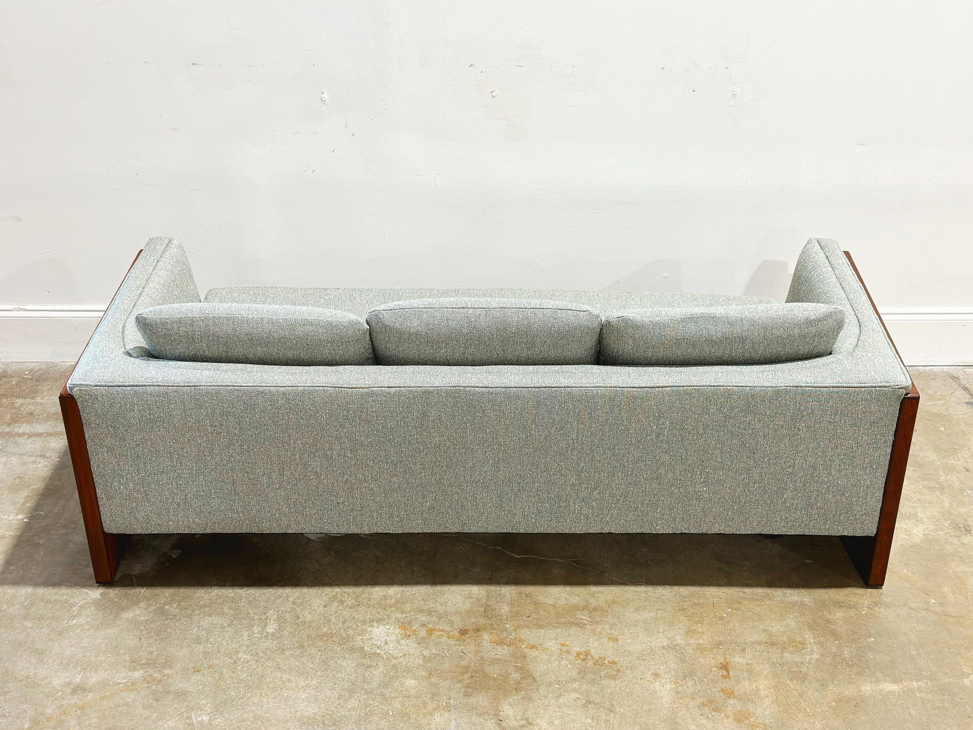 Midcentury Walnut Slab Modernist Case Sofa by Otmar - After Milo Baughman 4