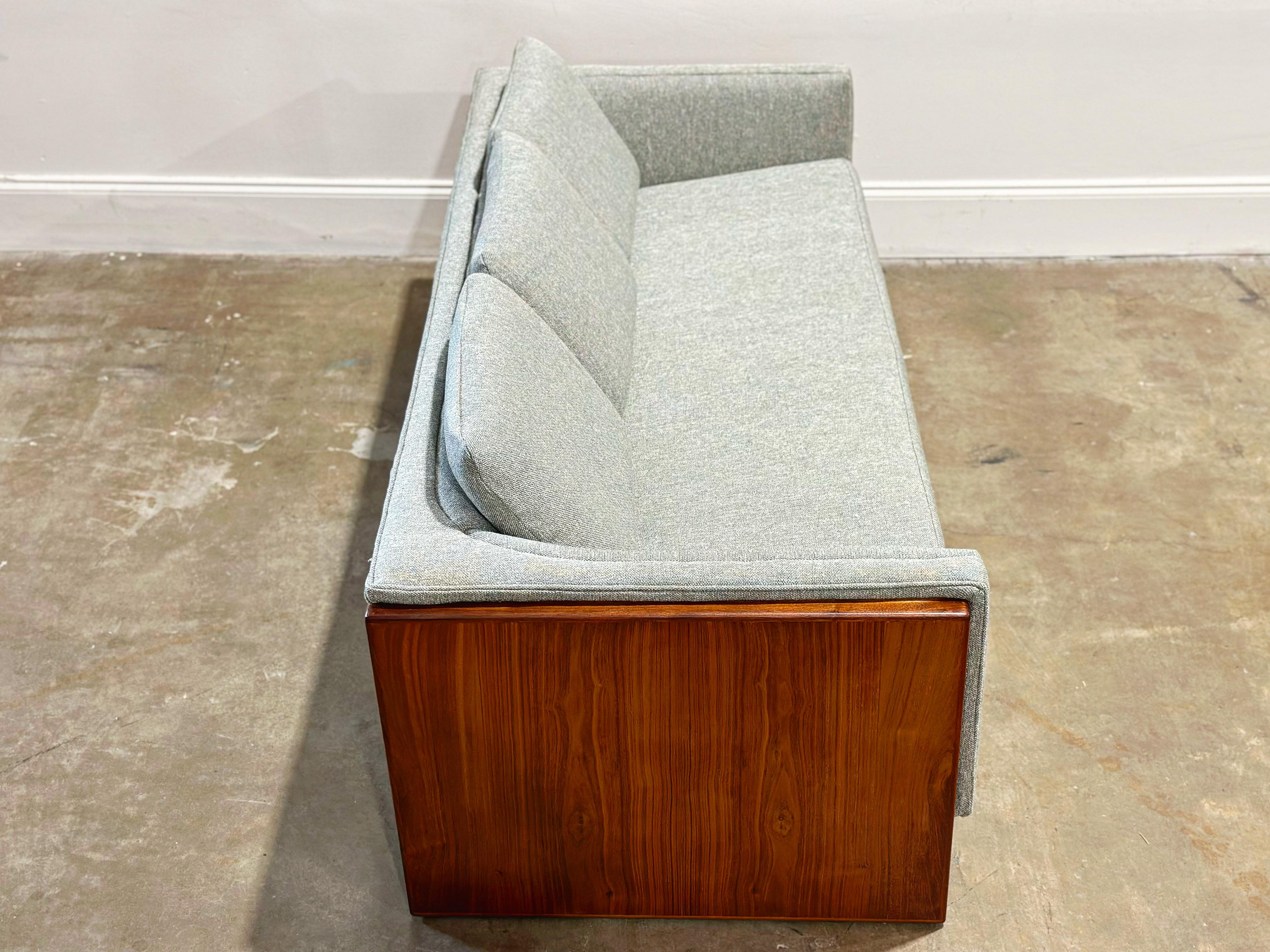 American Midcentury Walnut Slab Modernist Case Sofa by Otmar - After Milo Baughman
