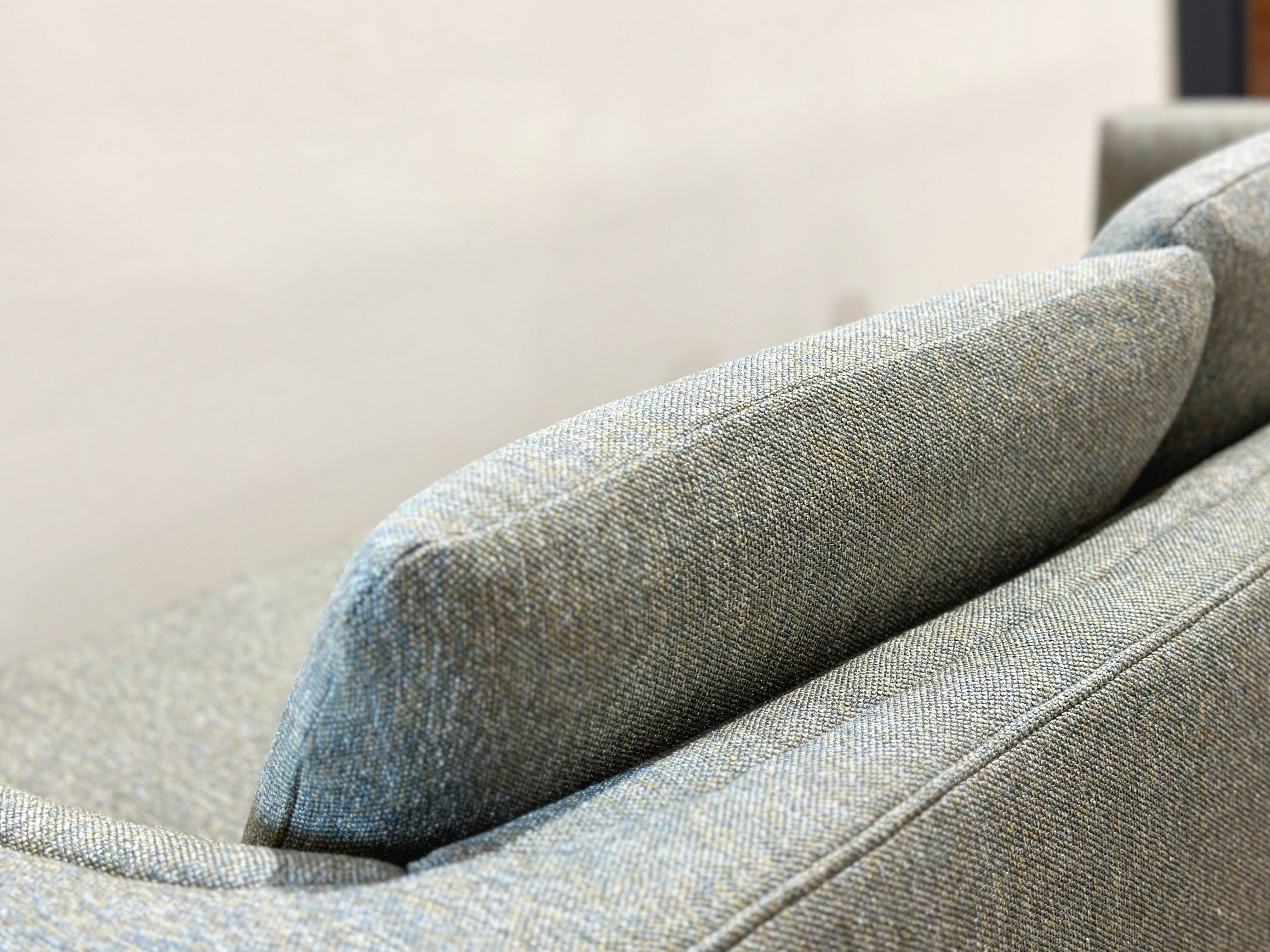Fabric Midcentury Walnut Slab Modernist Case Sofa by Otmar - After Milo Baughman